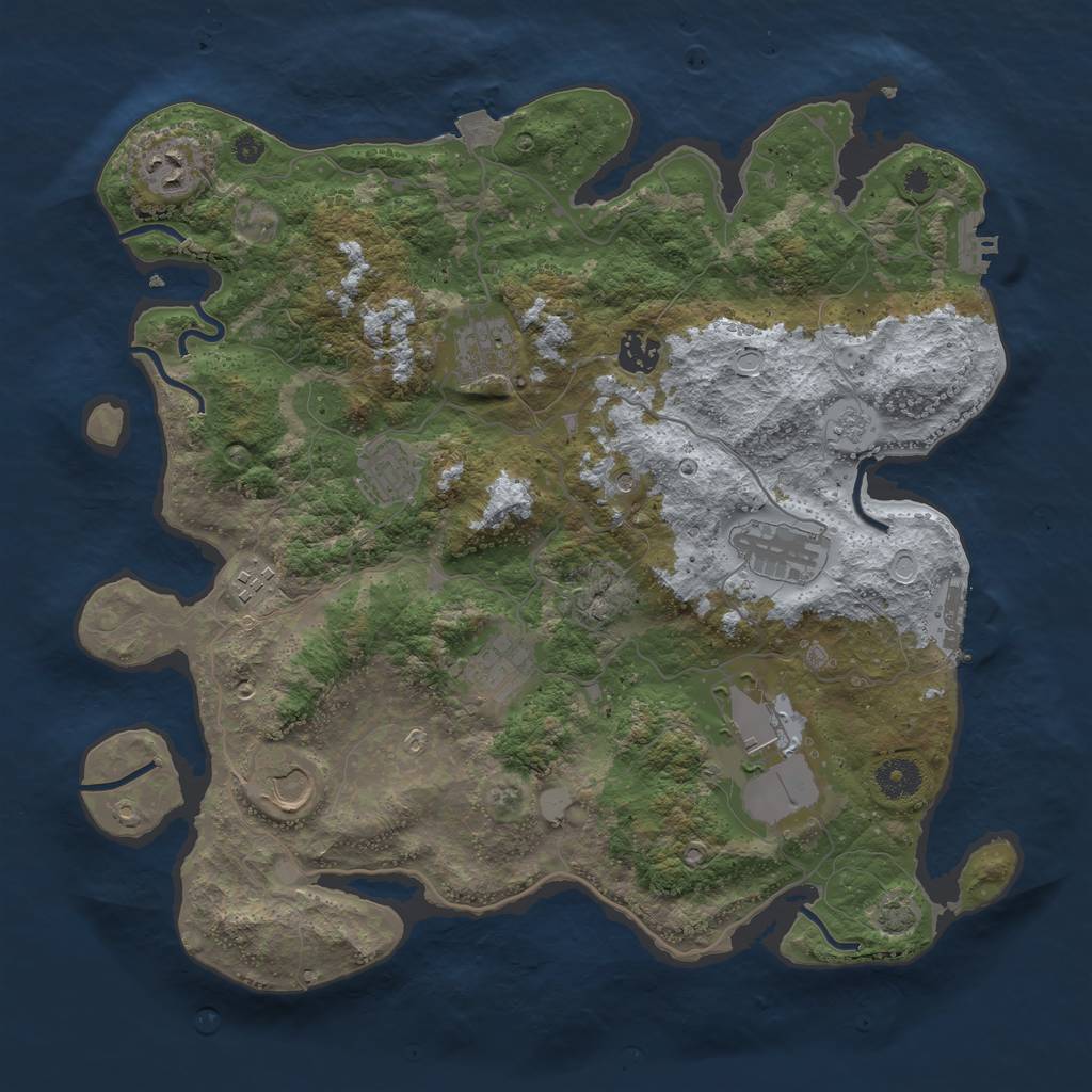 Rust Map: Procedural Map, Size: 3800, Seed: 90637799, 17 Monuments