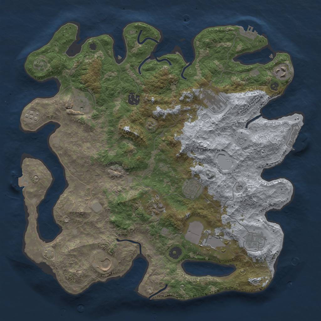 Rust Map: Procedural Map, Size: 3850, Seed: 13263058, 18 Monuments