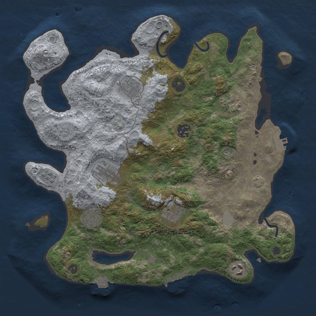 Rust Map: Procedural Map, Size: 3450, Seed: 14037541, 16 Monuments