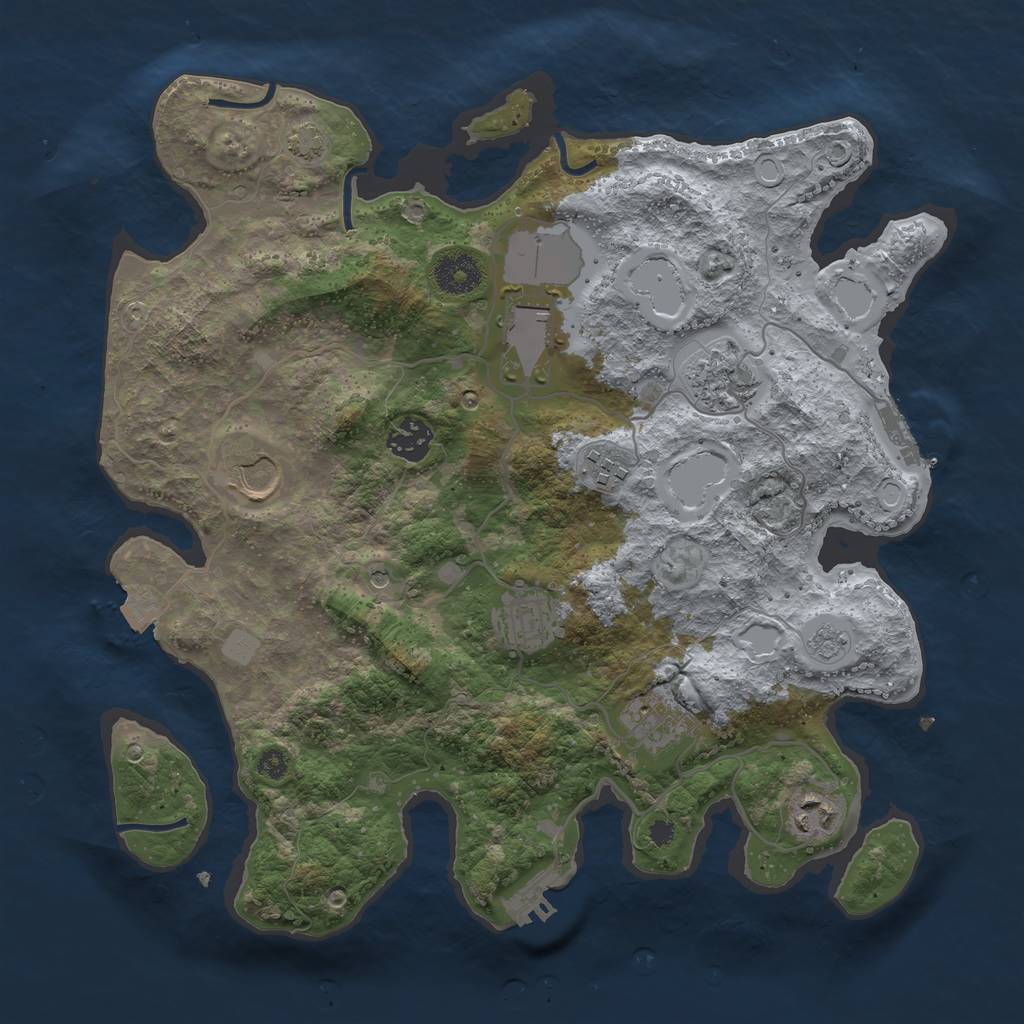 Rust Map: Procedural Map, Size: 3500, Seed: 450413043, 16 Monuments