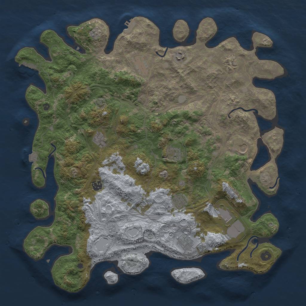 Rust Map: Procedural Map, Size: 4500, Seed: 7474, 19 Monuments