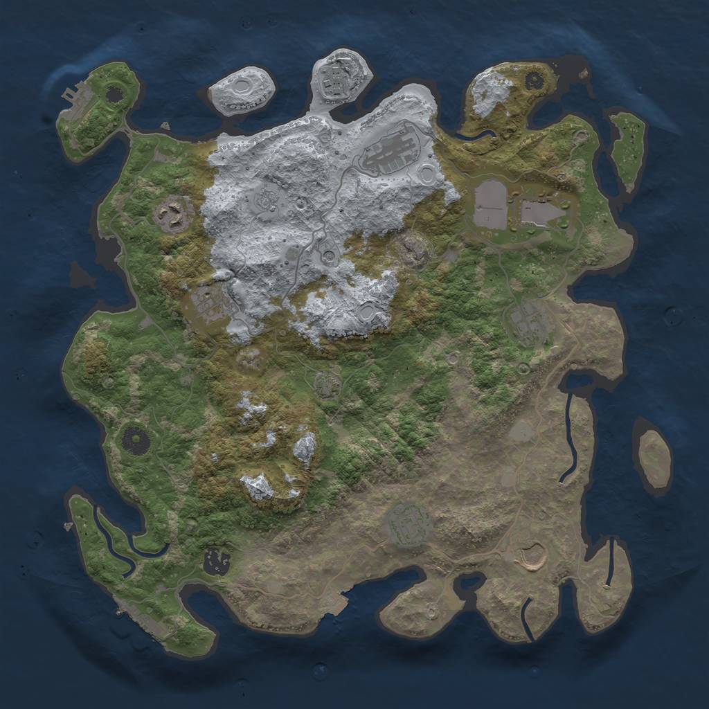 Rust Map: Procedural Map, Size: 3800, Seed: 47228594, 17 Monuments