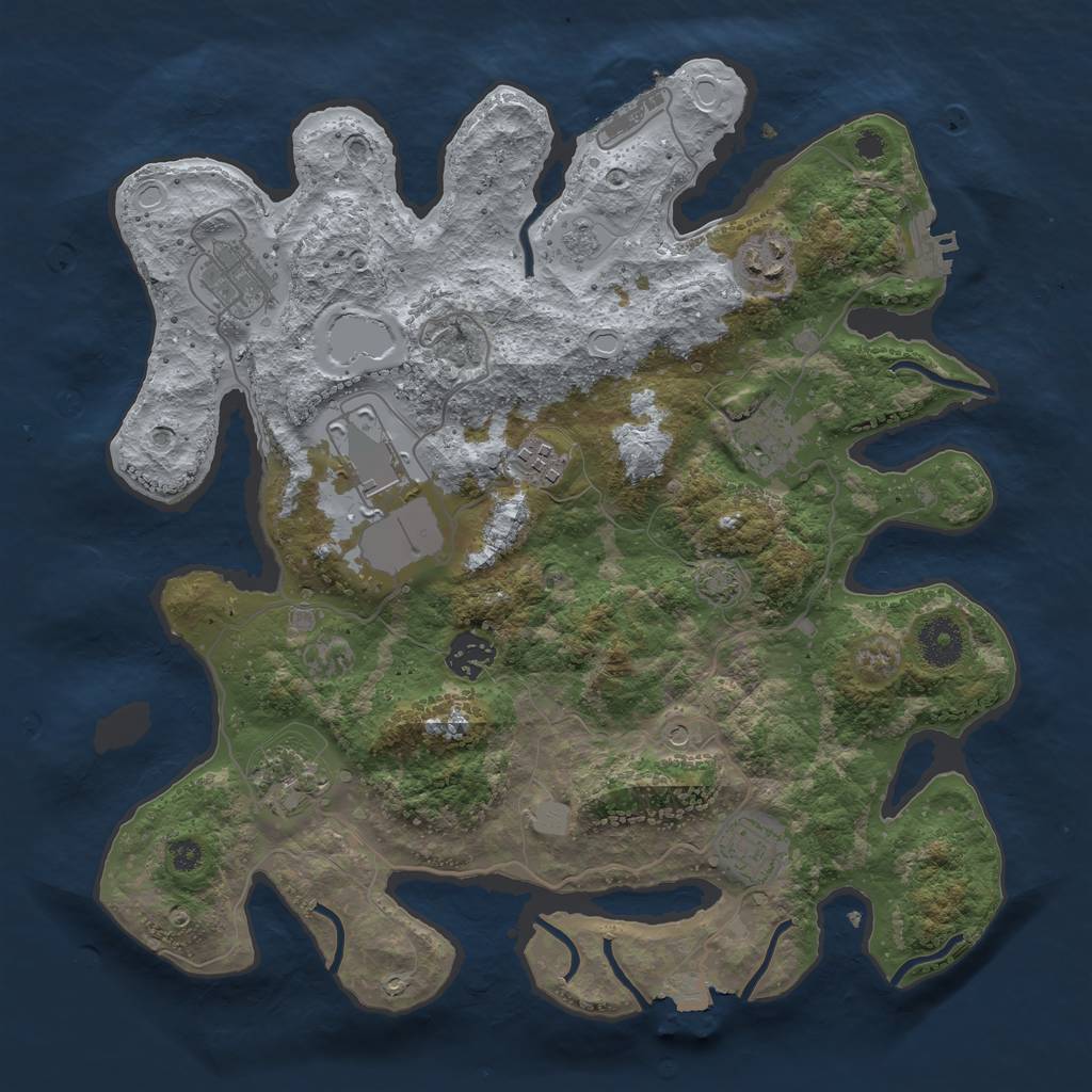 Rust Map: Procedural Map, Size: 3500, Seed: 71600551, 16 Monuments