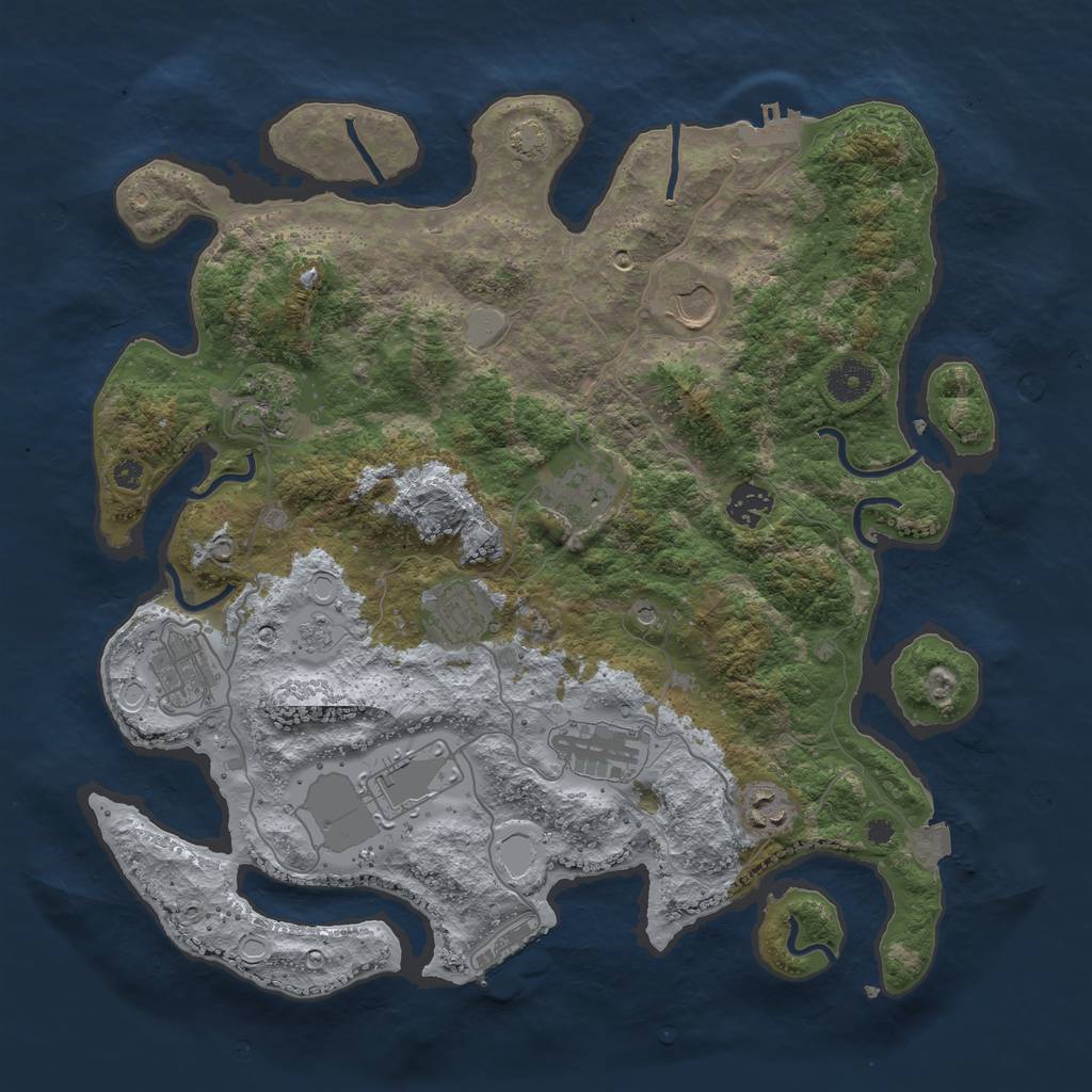 Rust Map: Procedural Map, Size: 3750, Seed: 13831, 17 Monuments