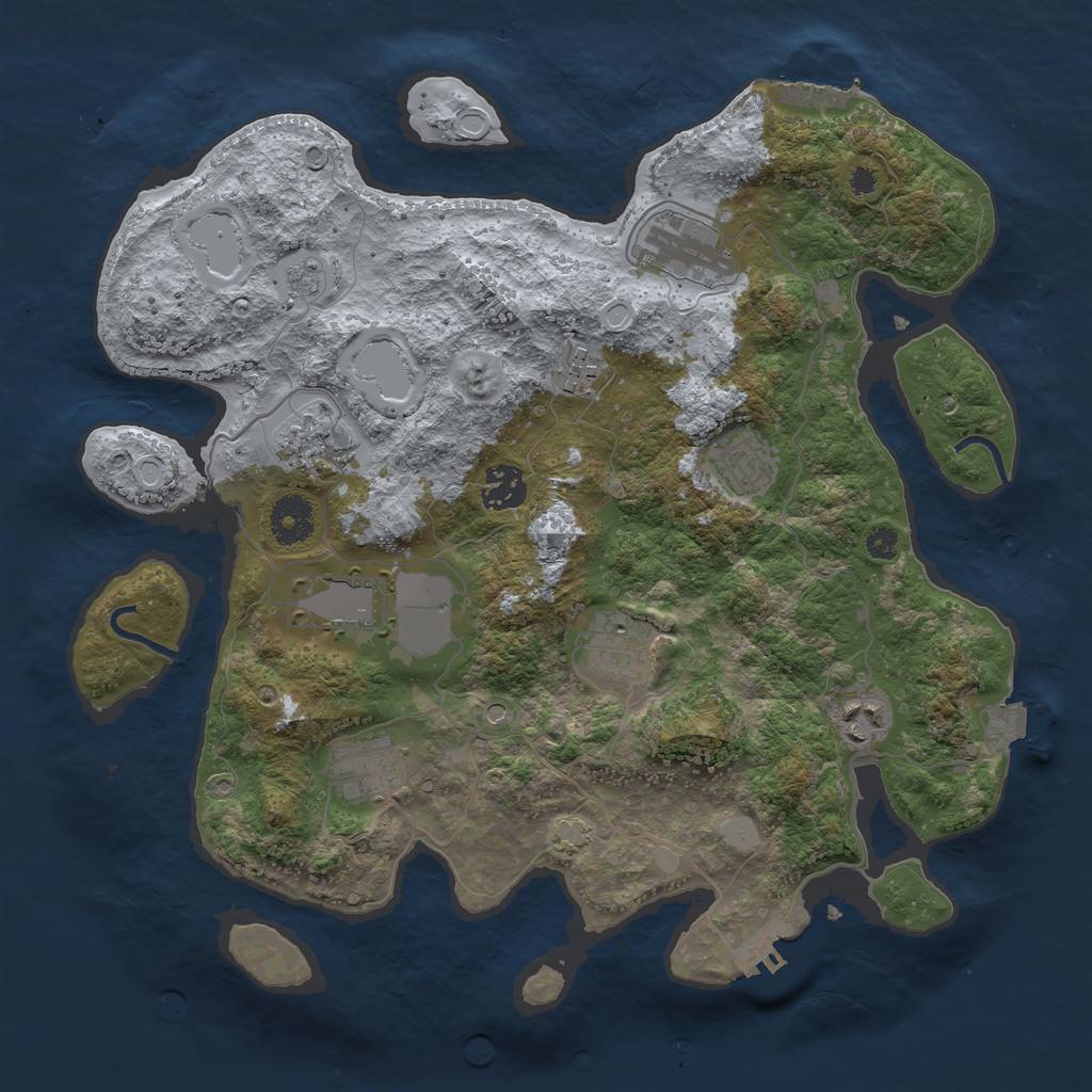 Rust Map: Procedural Map, Size: 3500, Seed: 1258497397, 17 Monuments