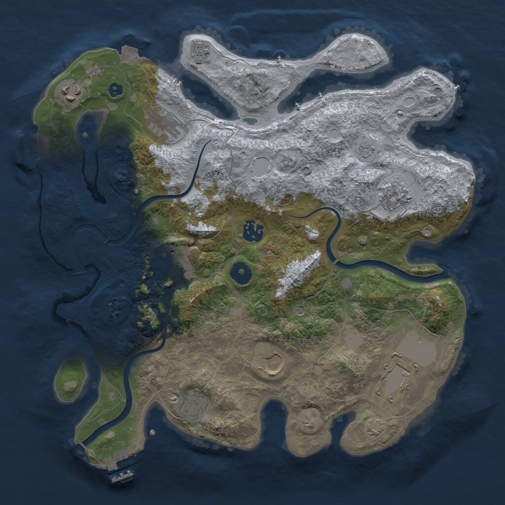 Rust Map: Procedural Map, Size: 3550, Seed: 45466262, 15 Monuments