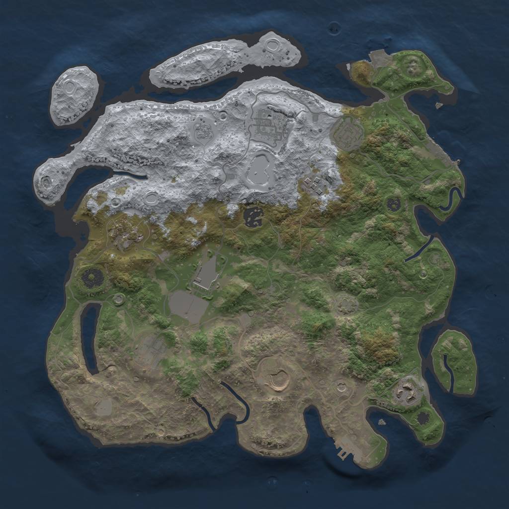 Rust Map: Procedural Map, Size: 3600, Seed: 8950061, 17 Monuments