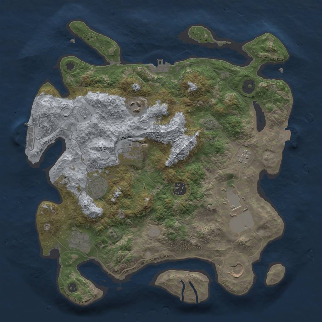 Rust Map: Procedural Map, Size: 3500, Seed: 92699341, 15 Monuments