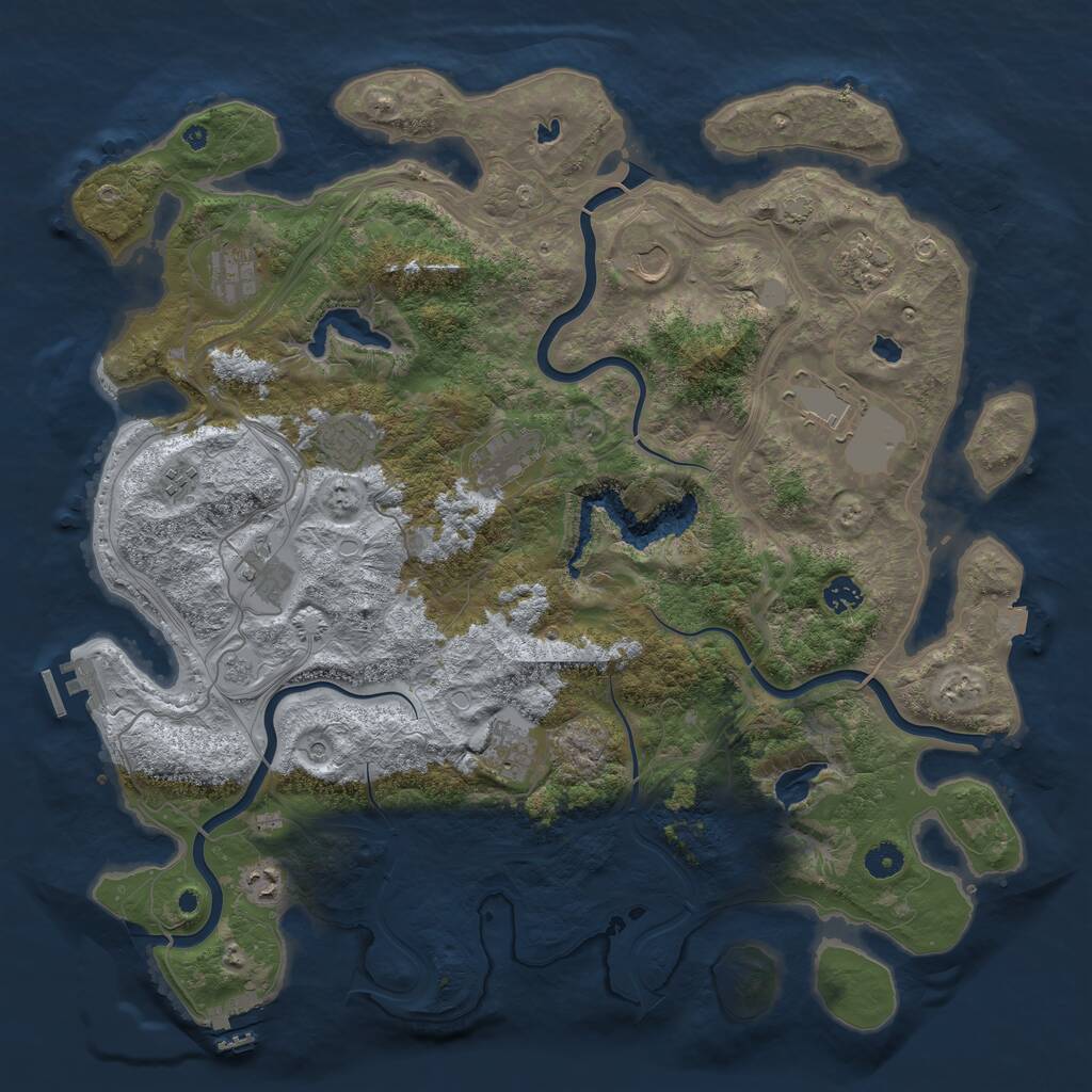 Rust Map: Procedural Map, Size: 4500, Seed: 309889565, 17 Monuments