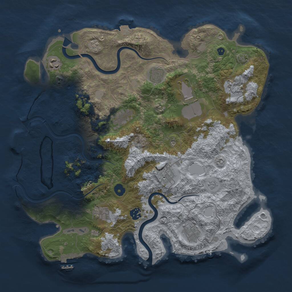 Rust Map: Procedural Map, Size: 3850, Seed: 33401539, 16 Monuments