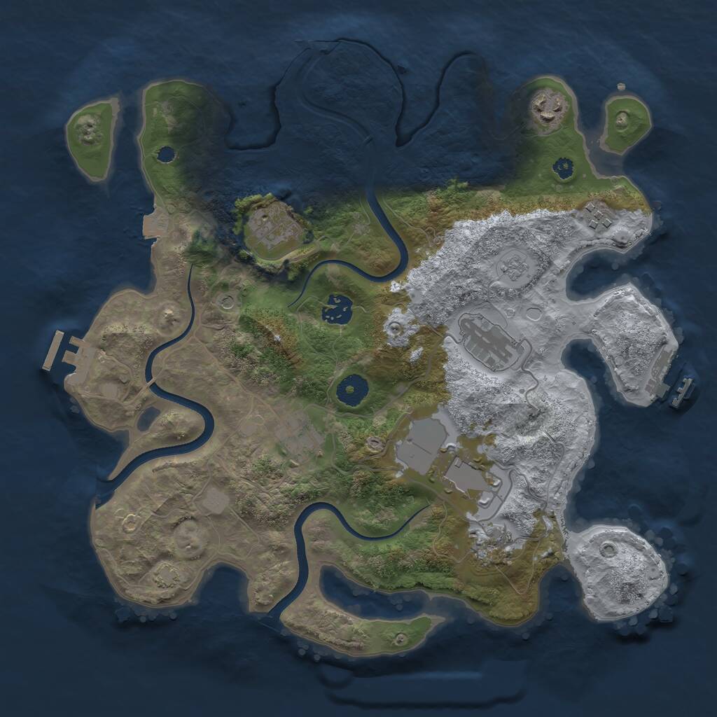 Rust Map: Procedural Map, Size: 3500, Seed: 493196467, 14 Monuments