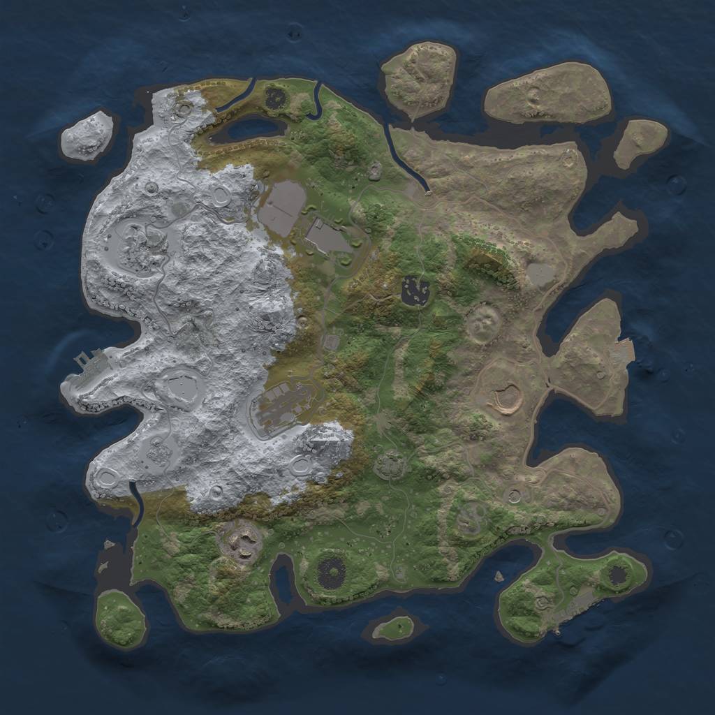 Rust Map: Procedural Map, Size: 3500, Seed: 410578060, 14 Monuments