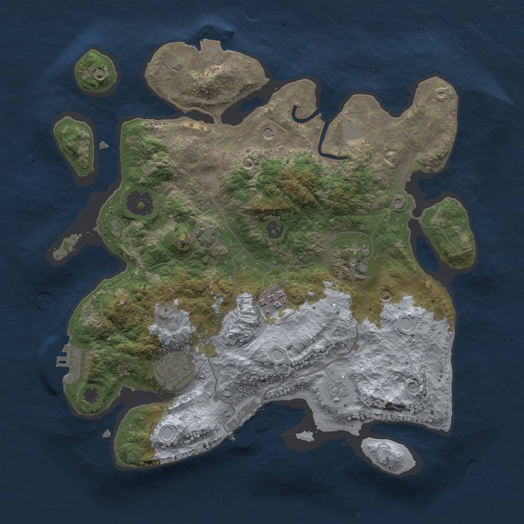 Rust Map: Procedural Map, Size: 3000, Seed: 2081688331, 11 Monuments