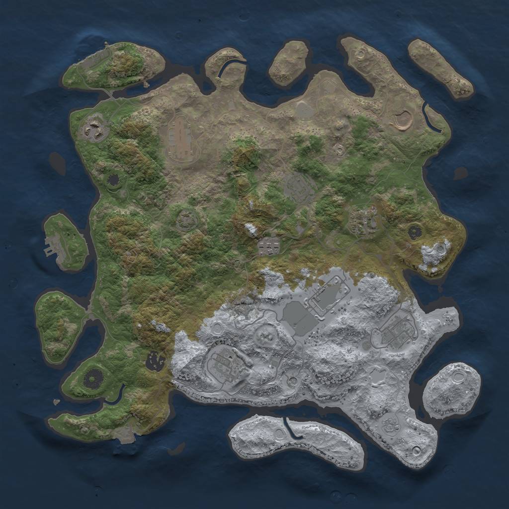 Rust Map: Procedural Map, Size: 3850, Seed: 32649407, 18 Monuments