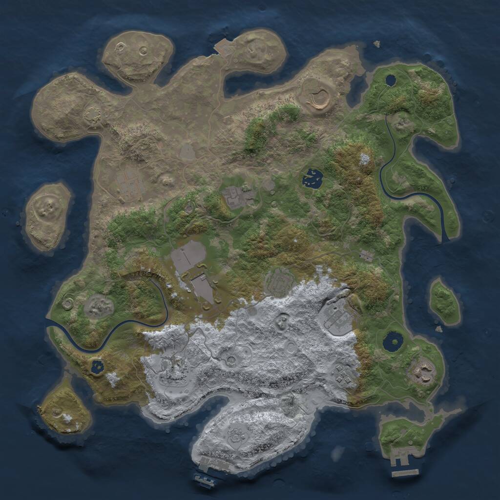 Rust Map: Procedural Map, Size: 3750, Seed: 39563475, 16 Monuments