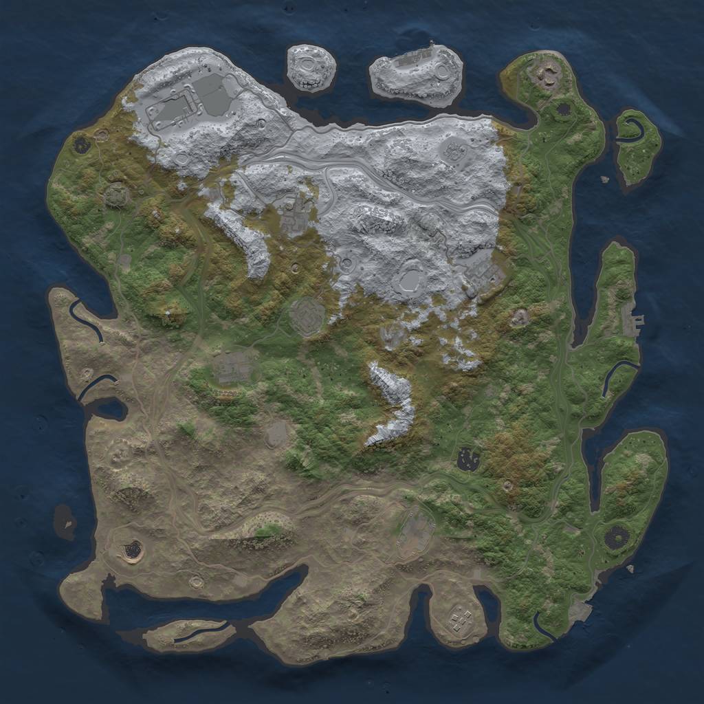 Rust Map: Procedural Map, Size: 4500, Seed: 2136101604, 18 Monuments