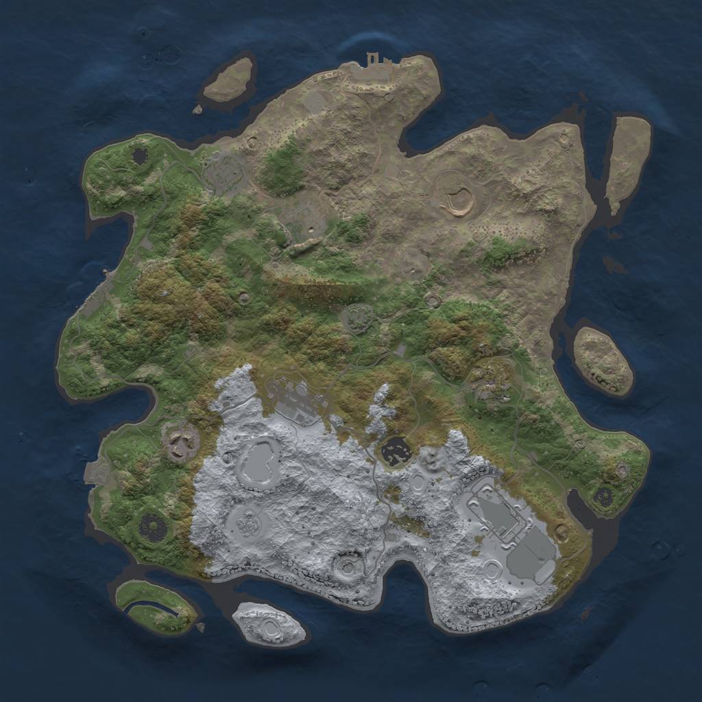 Rust Map: Procedural Map, Size: 3700, Seed: 36928550, 16 Monuments