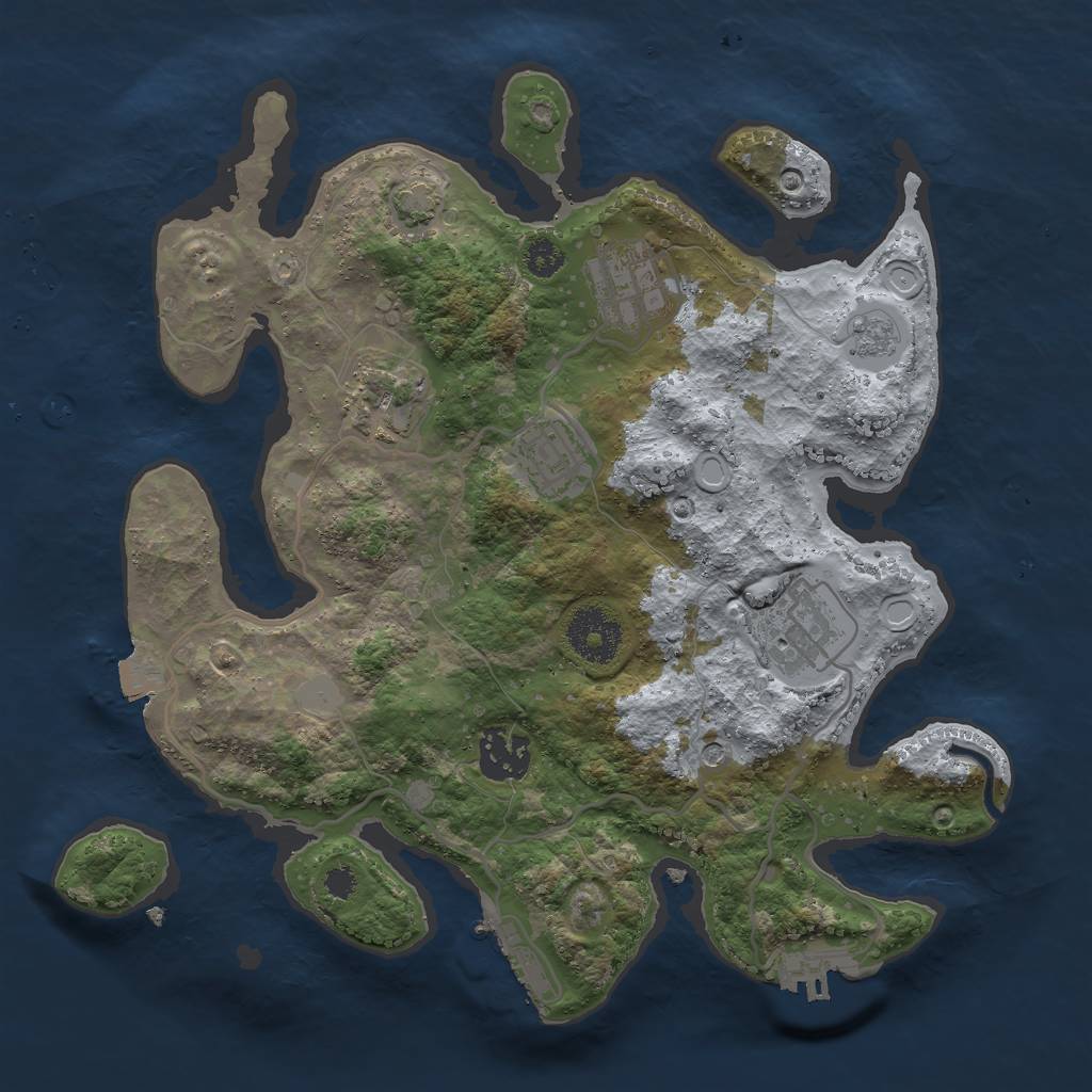 Rust Map: Procedural Map, Size: 3000, Seed: 1216, 13 Monuments