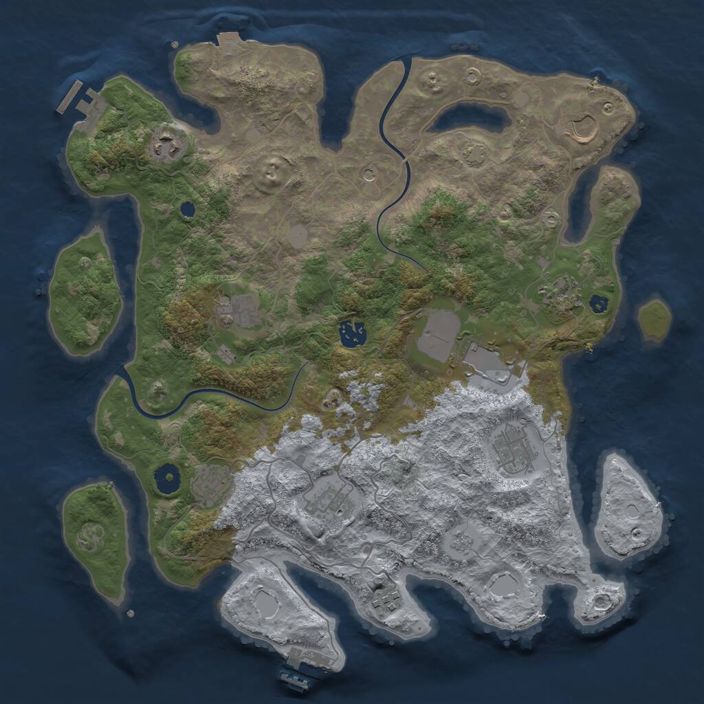 Rust Map: Procedural Map, Size: 3750, Seed: 442312681, 16 Monuments