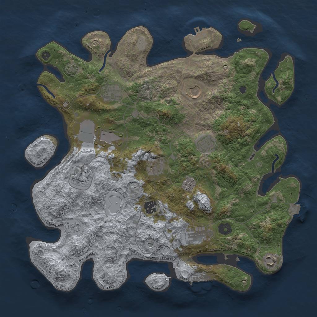 Rust Map: Procedural Map, Size: 3700, Seed: 1539450523, 18 Monuments