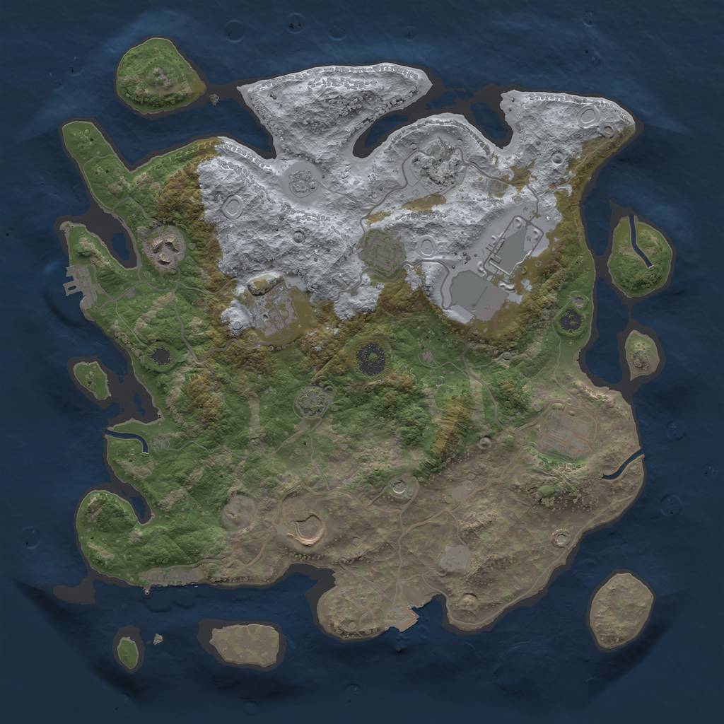 Rust Map: Procedural Map, Size: 3500, Seed: 54072653, 15 Monuments