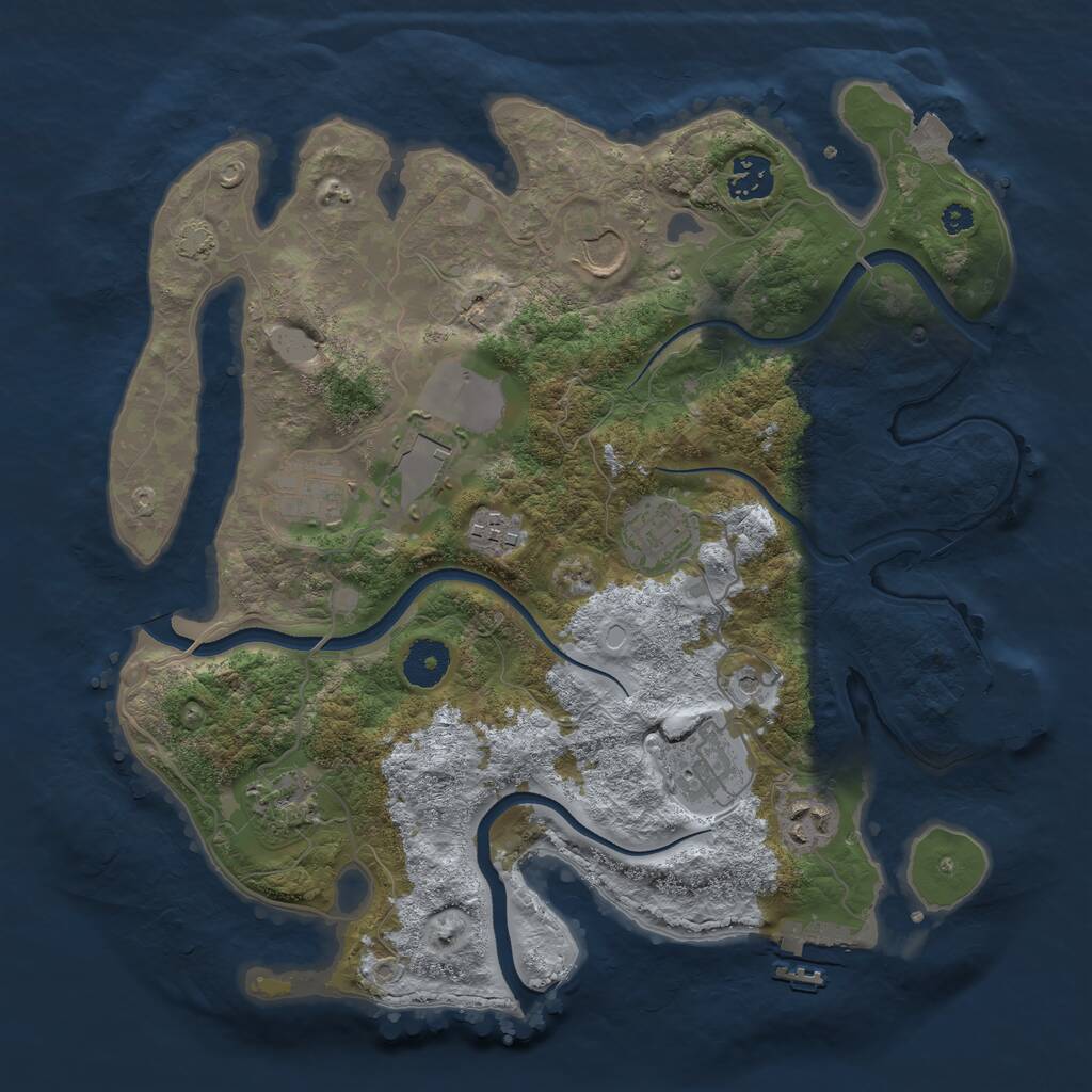Rust Map: Procedural Map, Size: 3500, Seed: 9404650, 14 Monuments