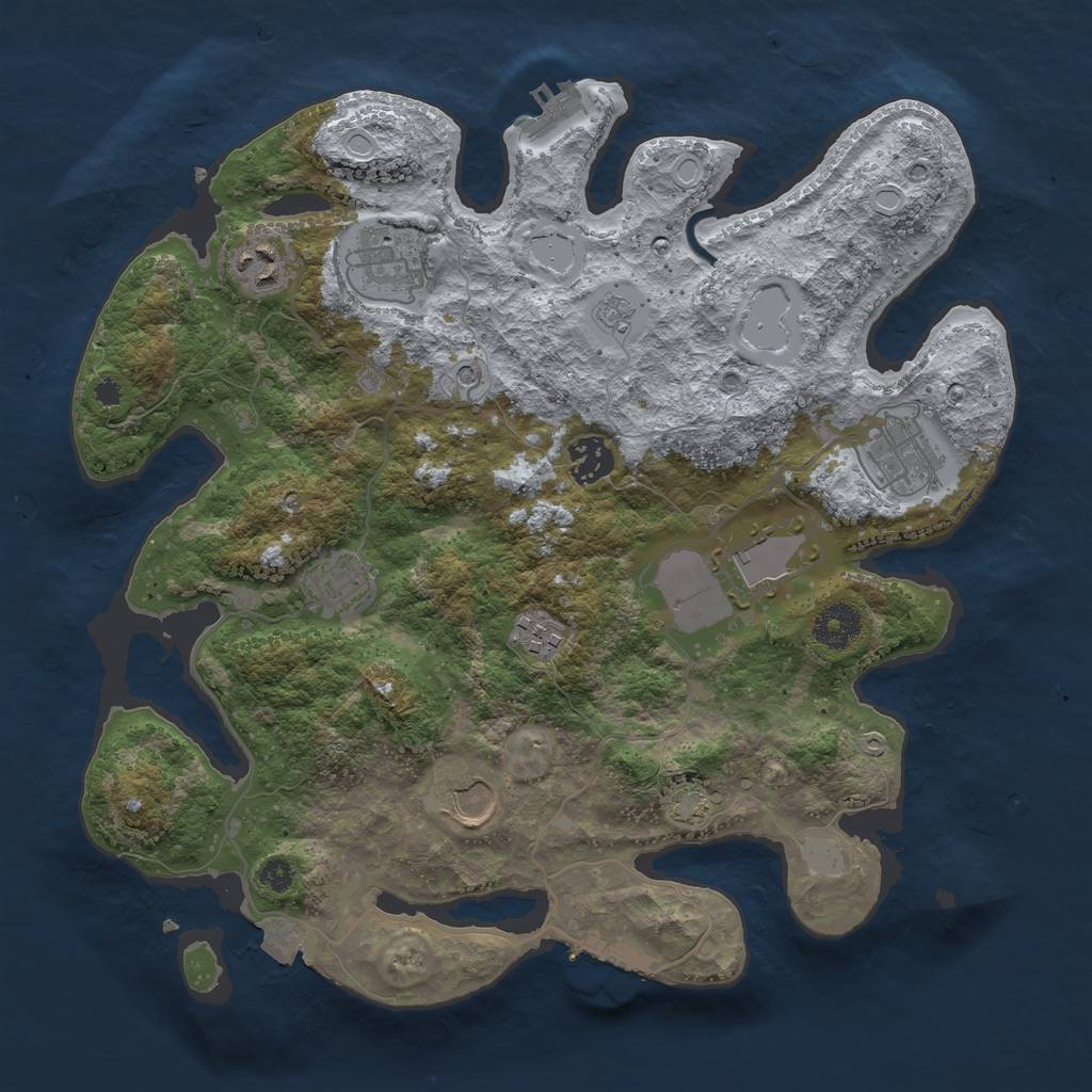Rust Map: Procedural Map, Size: 3500, Seed: 1281868196, 16 Monuments