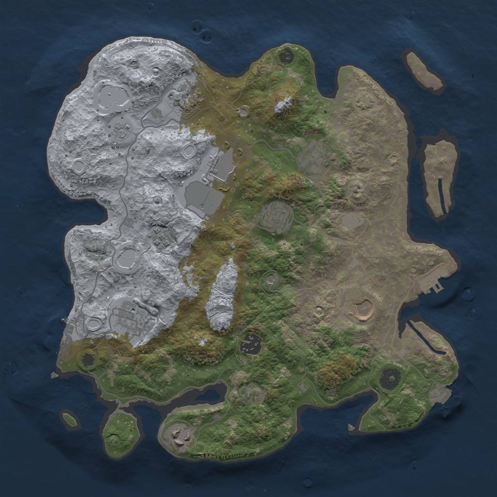 Rust Map: Procedural Map, Size: 3500, Seed: 1955467290, 17 Monuments