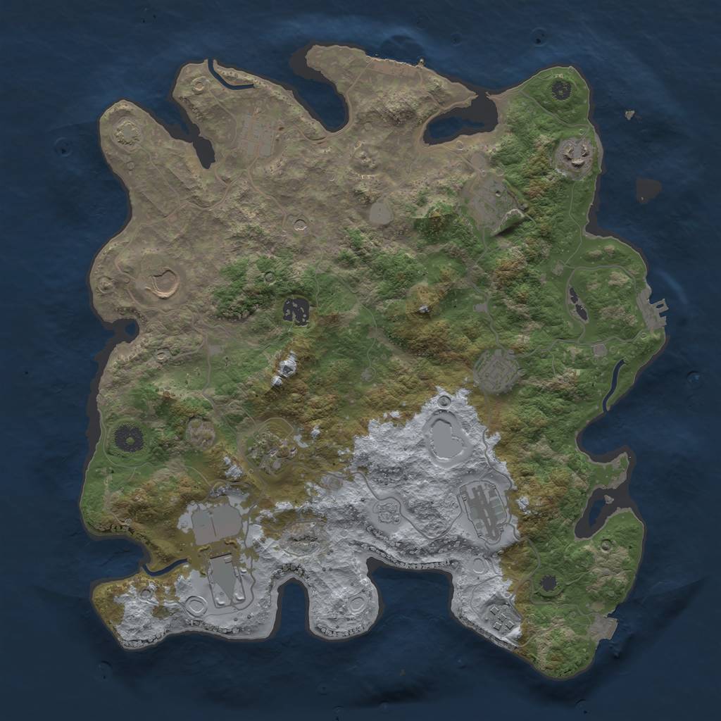 Rust Map: Procedural Map, Size: 3800, Seed: 565665, 18 Monuments