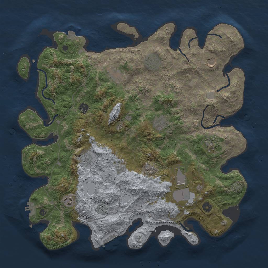Rust Map: Procedural Map, Size: 4100, Seed: 4444, 18 Monuments