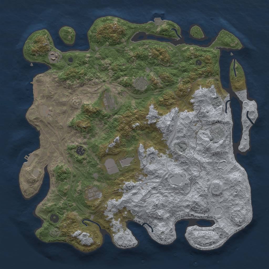 Rust Map: Procedural Map, Size: 4500, Seed: 7774567, 17 Monuments