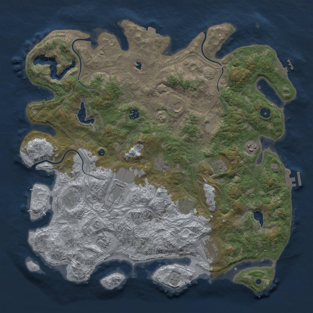 Rust Map: Procedural Map, Size: 4500, Seed: 167252472, 17 Monuments