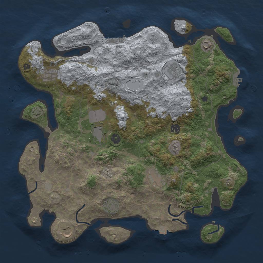 Rust Map: Procedural Map, Size: 4000, Seed: 4521221, 17 Monuments