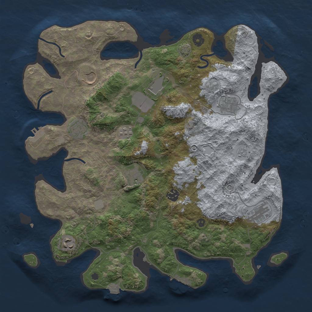 Rust Map: Procedural Map, Size: 3800, Seed: 56246469, 17 Monuments