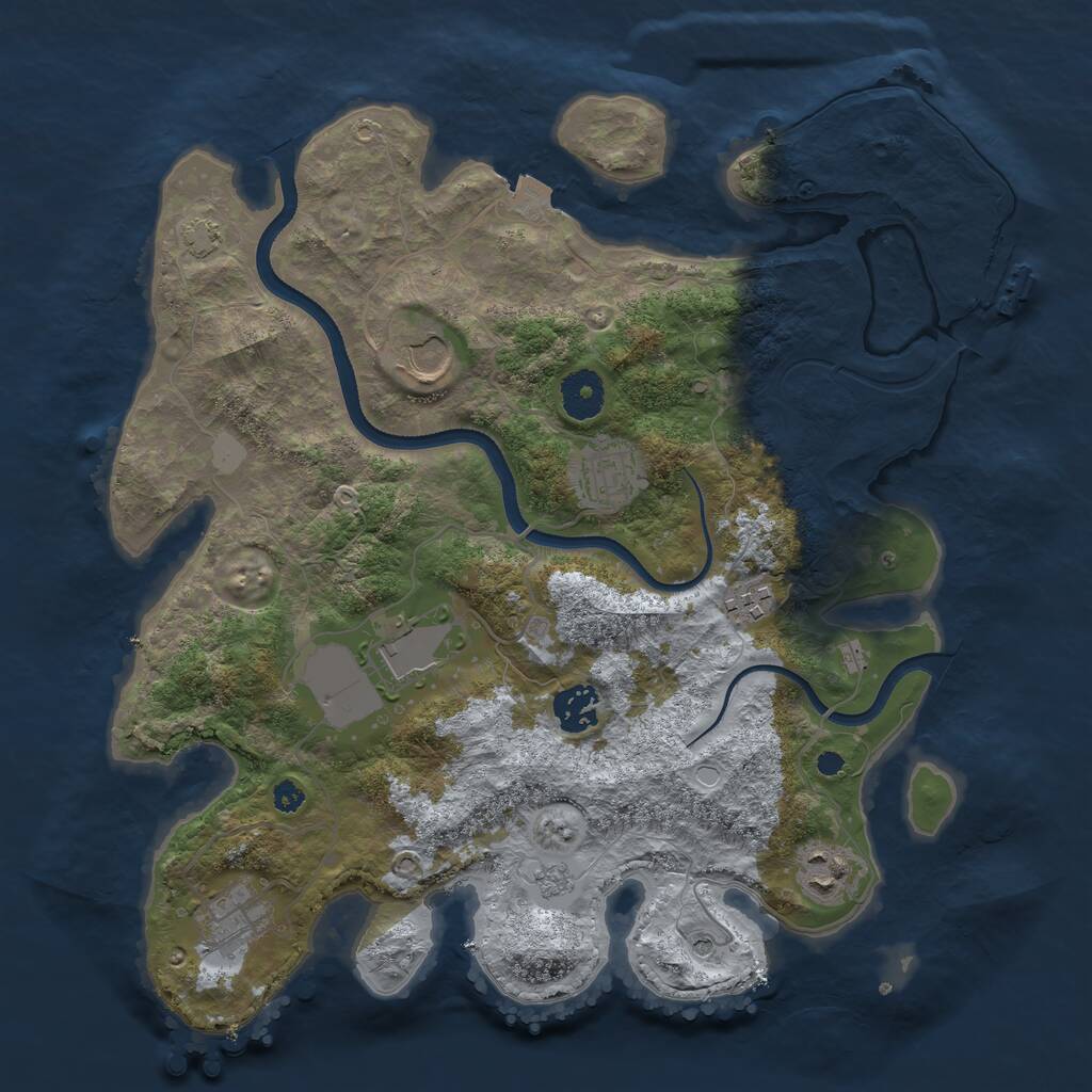 Rust Map: Procedural Map, Size: 3500, Seed: 1875183809, 12 Monuments