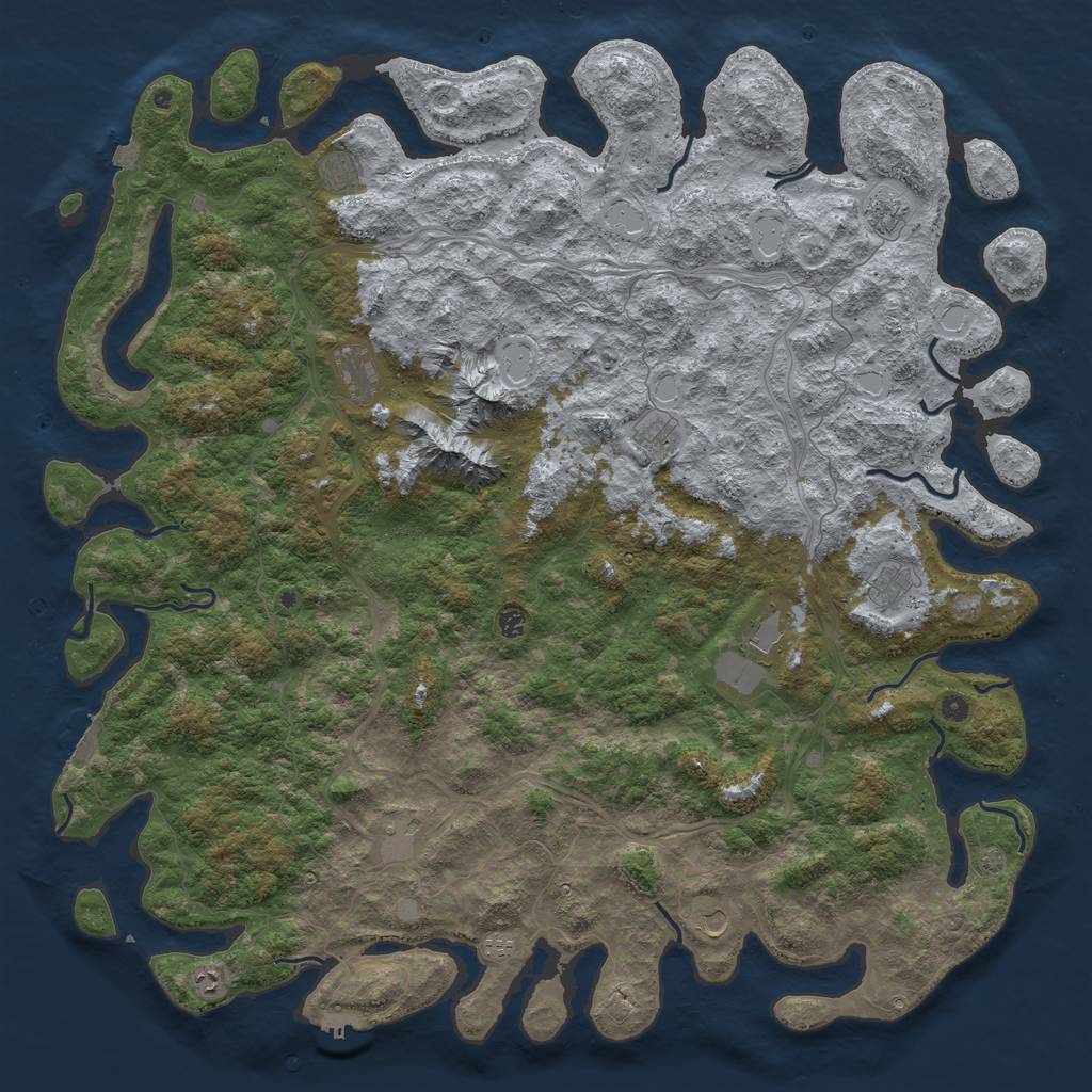 Rust Map: Procedural Map, Size: 6000, Seed: 1241235421, 19 Monuments