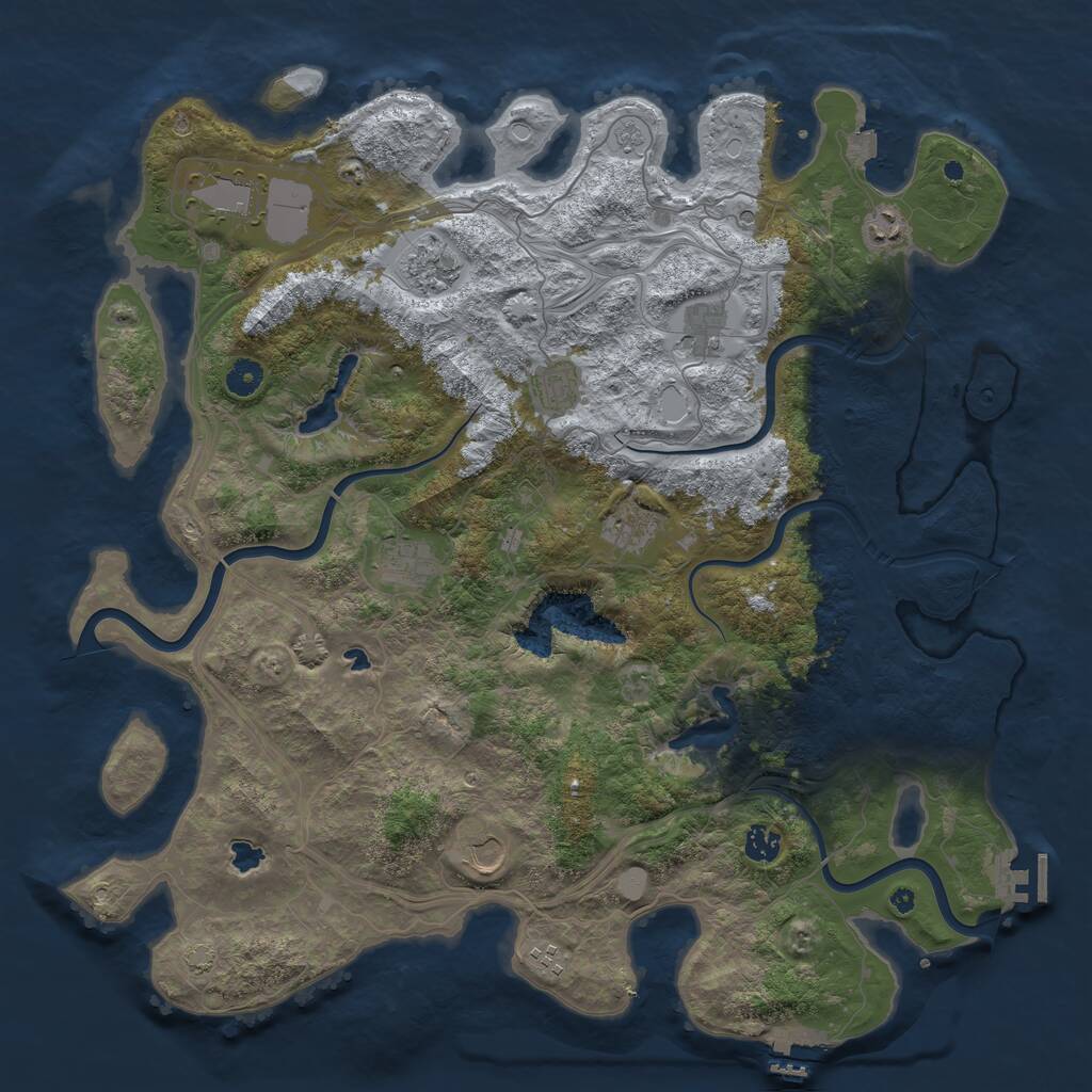 Rust Map: Procedural Map, Size: 4500, Seed: 1417901156, 16 Monuments