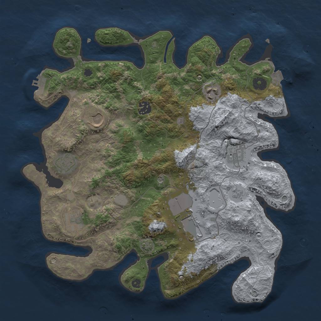 Rust Map: Procedural Map, Size: 3500, Seed: 624316952, 14 Monuments