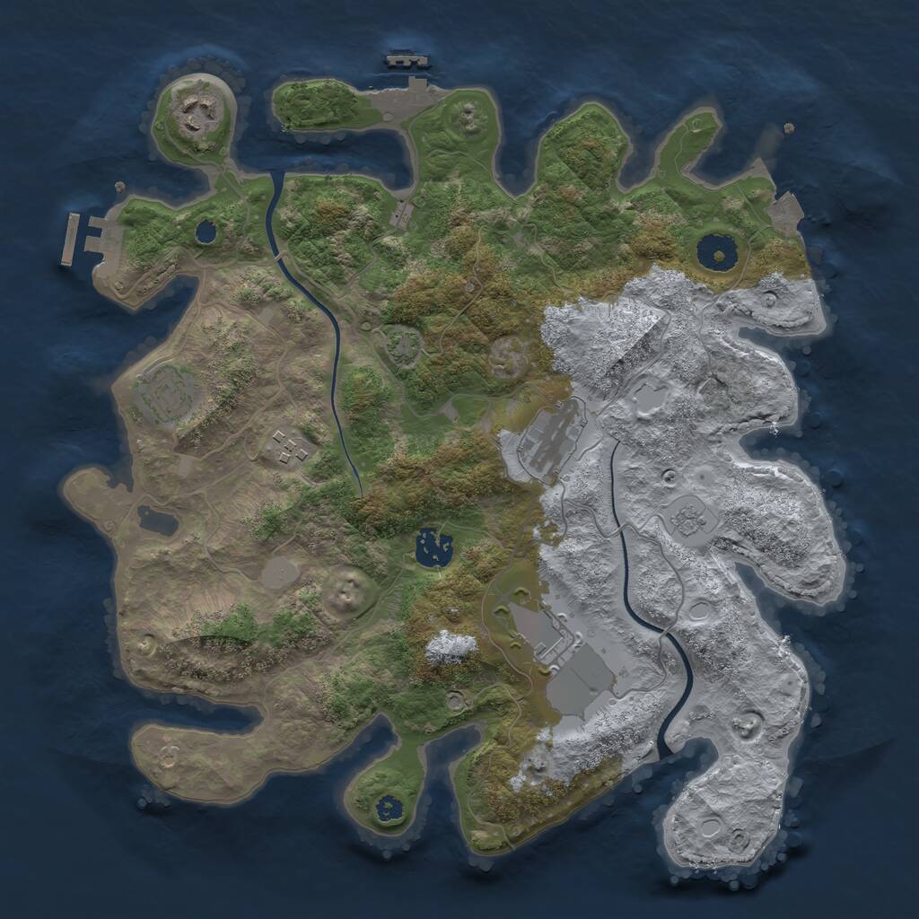 Rust Map: Procedural Map, Size: 3500, Seed: 624316952, 11 Monuments
