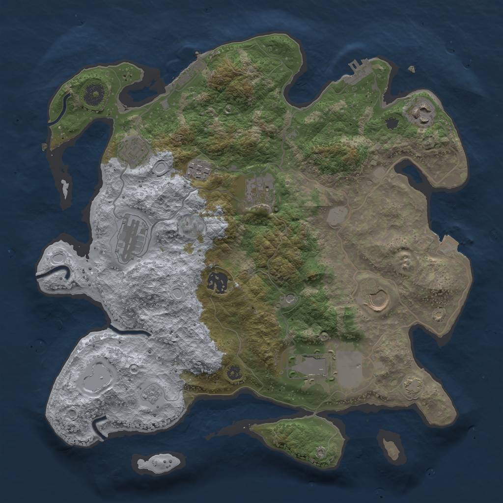 Rust Map: Procedural Map, Size: 3500, Seed: 1392991553, 16 Monuments