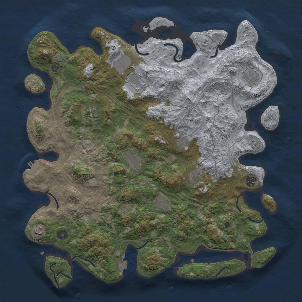 Rust Map: Procedural Map, Size: 4250, Seed: 54557, 17 Monuments