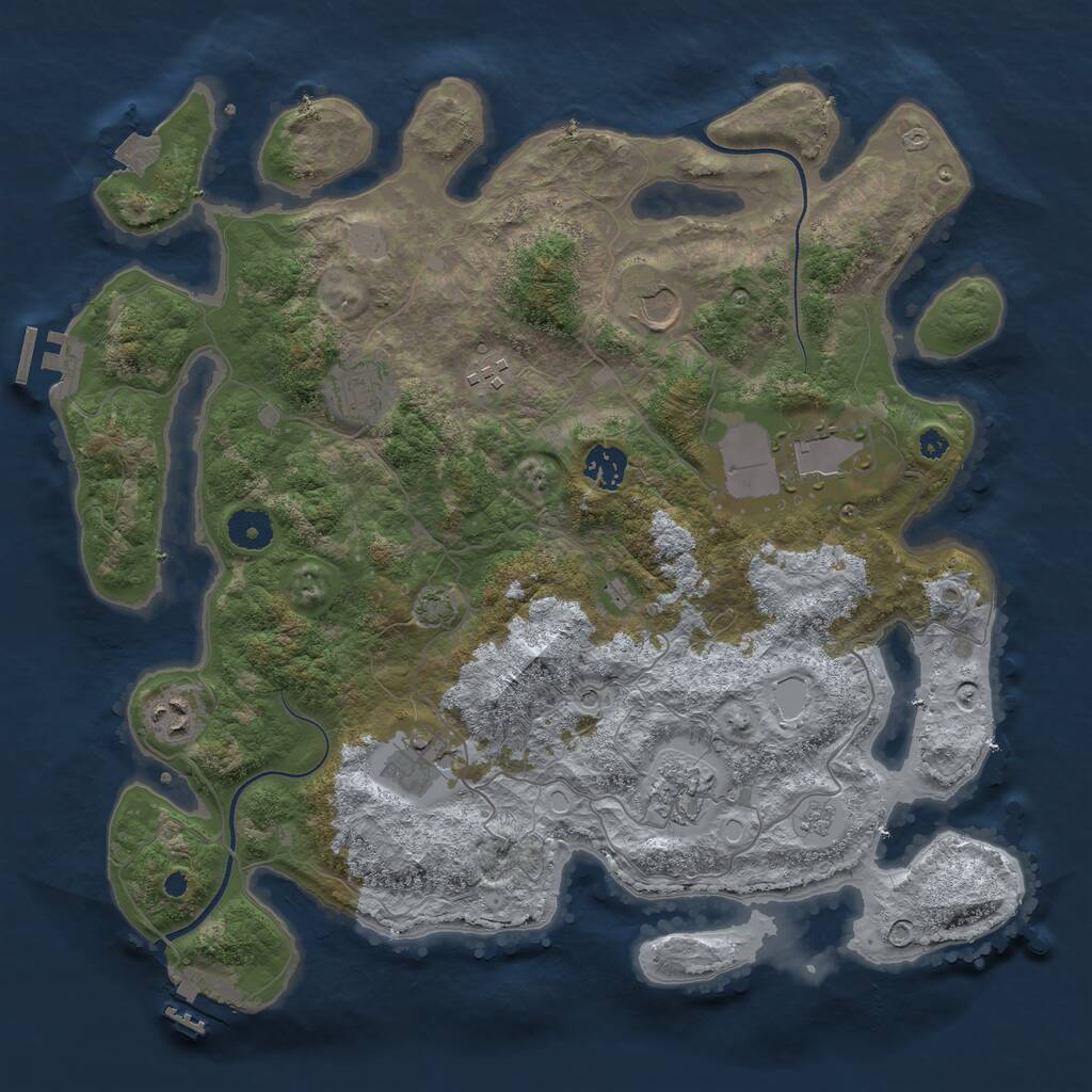 Rust Map: Procedural Map, Size: 3800, Seed: 398270761, 14 Monuments