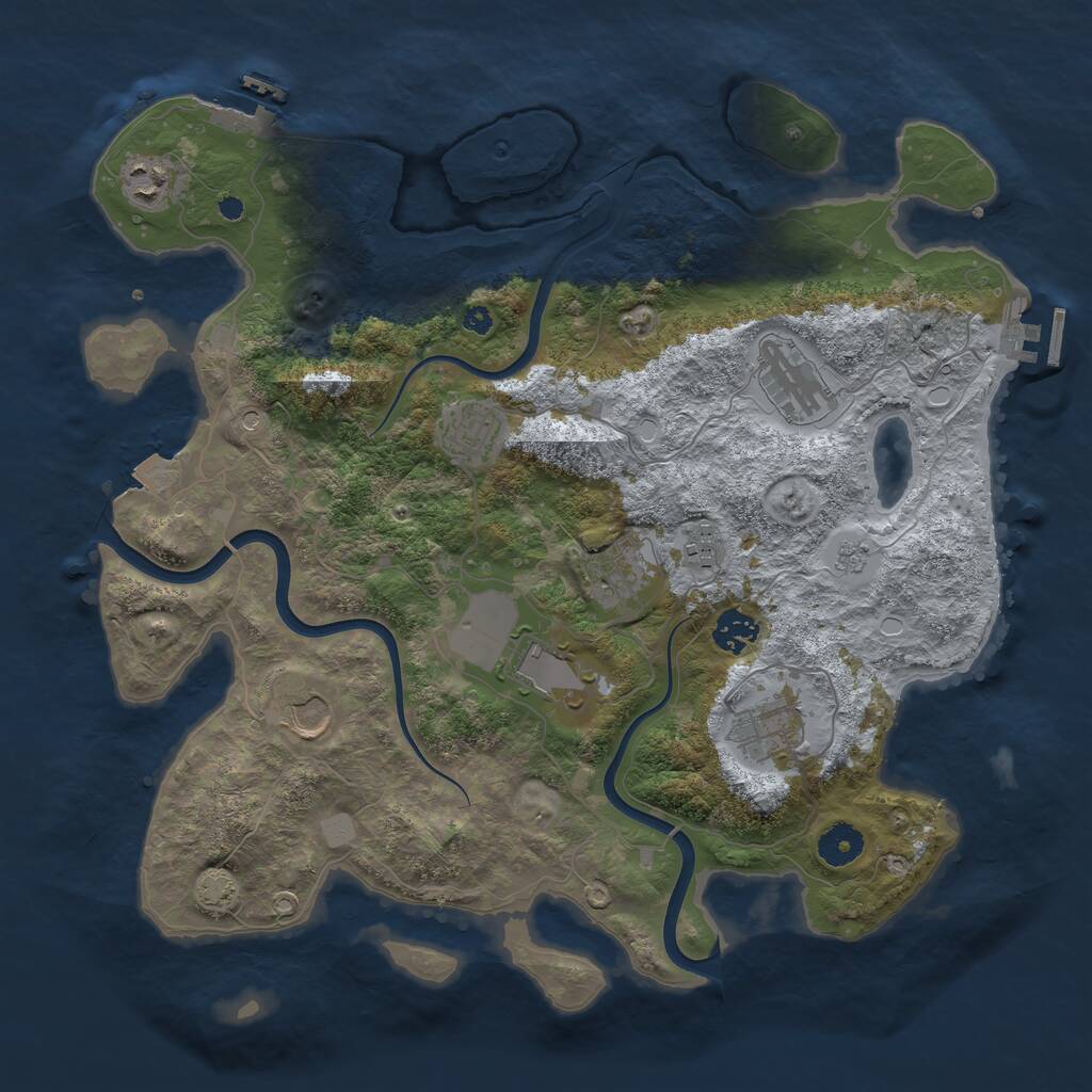 Rust Map: Procedural Map, Size: 3800, Seed: 23635406, 15 Monuments
