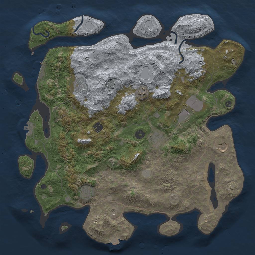Rust Map: Procedural Map, Size: 4000, Seed: 912579440, 16 Monuments