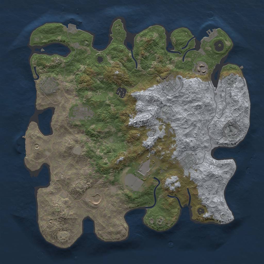 Rust Map: Procedural Map, Size: 3800, Seed: 12737607, 17 Monuments