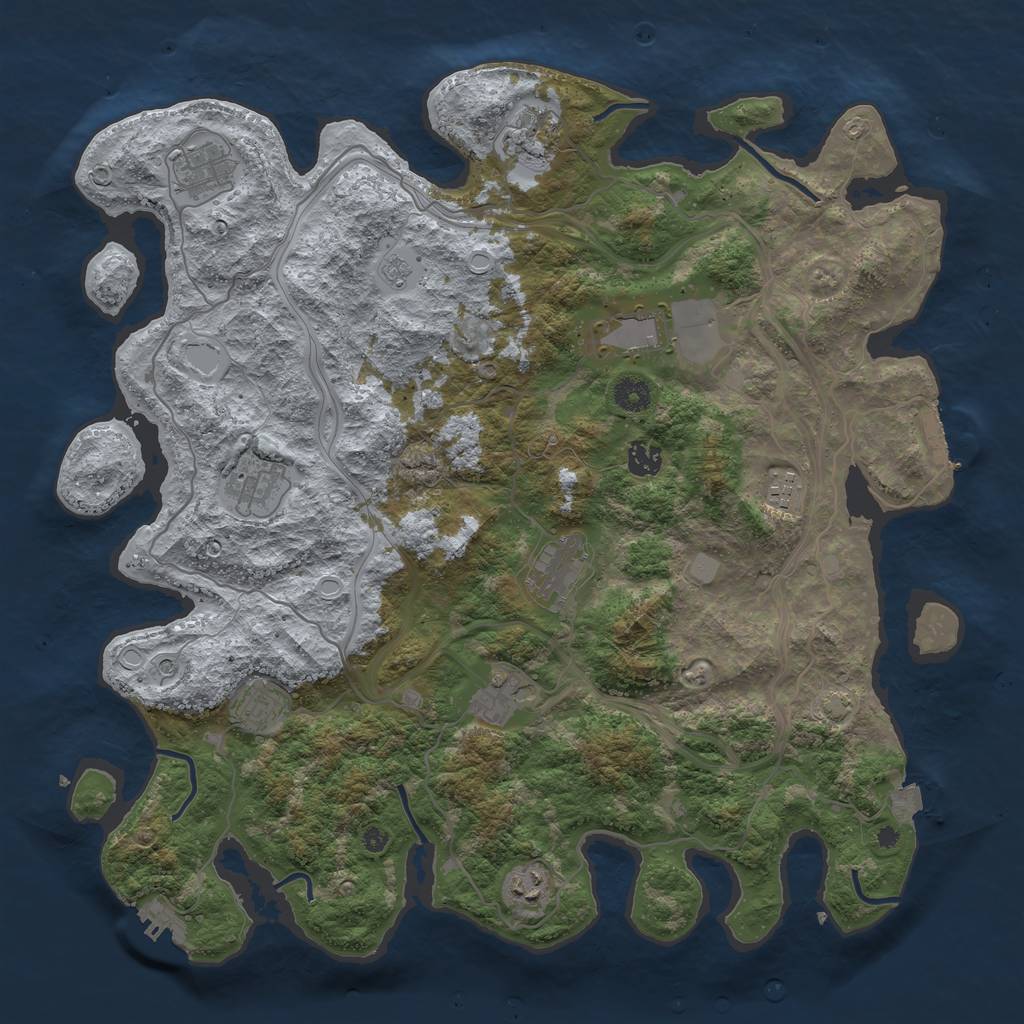 Rust Map: Procedural Map, Size: 4250, Seed: 222874534, 18 Monuments