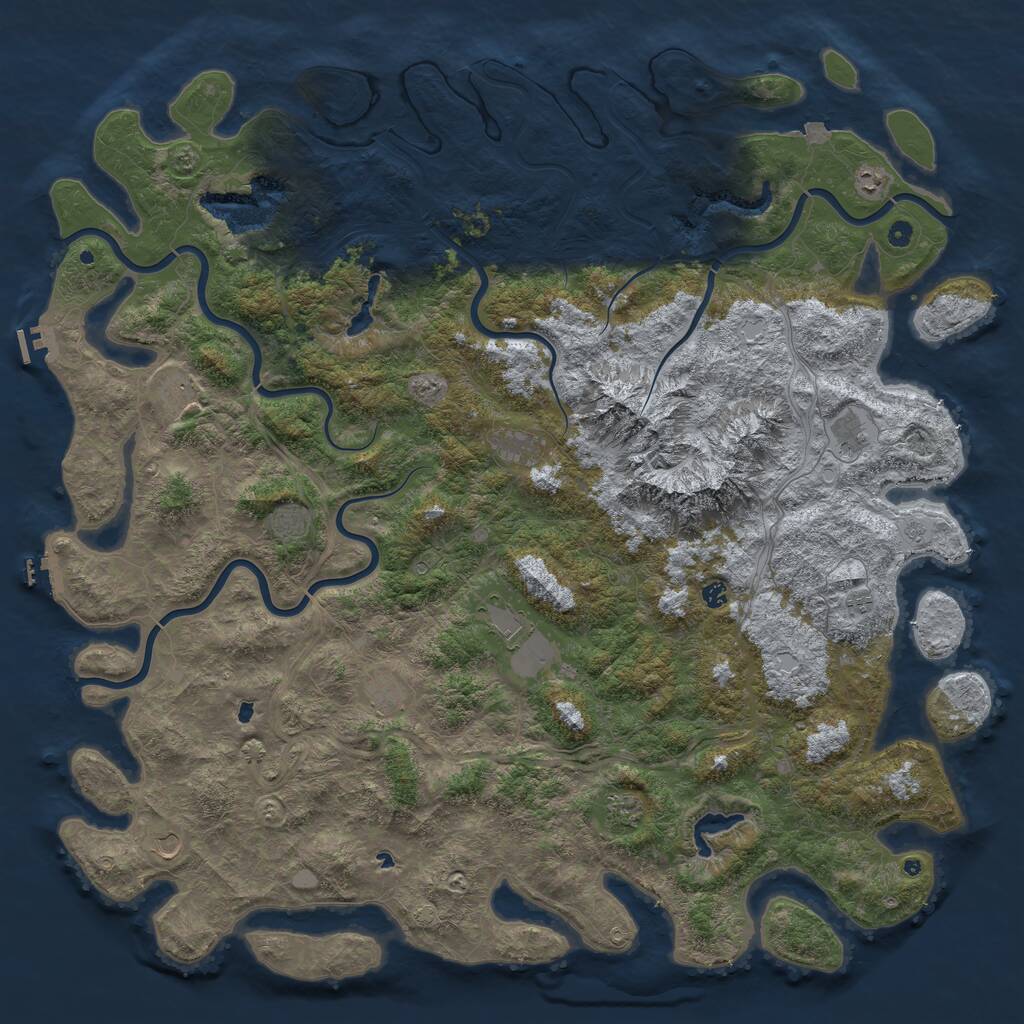 Rust Map: Procedural Map, Size: 6000, Seed: 382398761, 17 Monuments