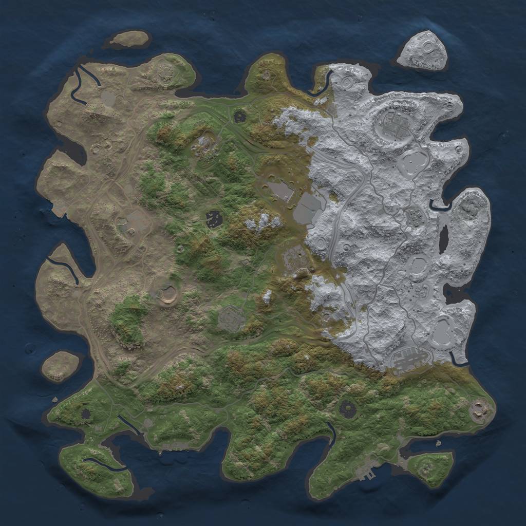 Rust Map: Procedural Map, Size: 4500, Seed: 416963461, 19 Monuments