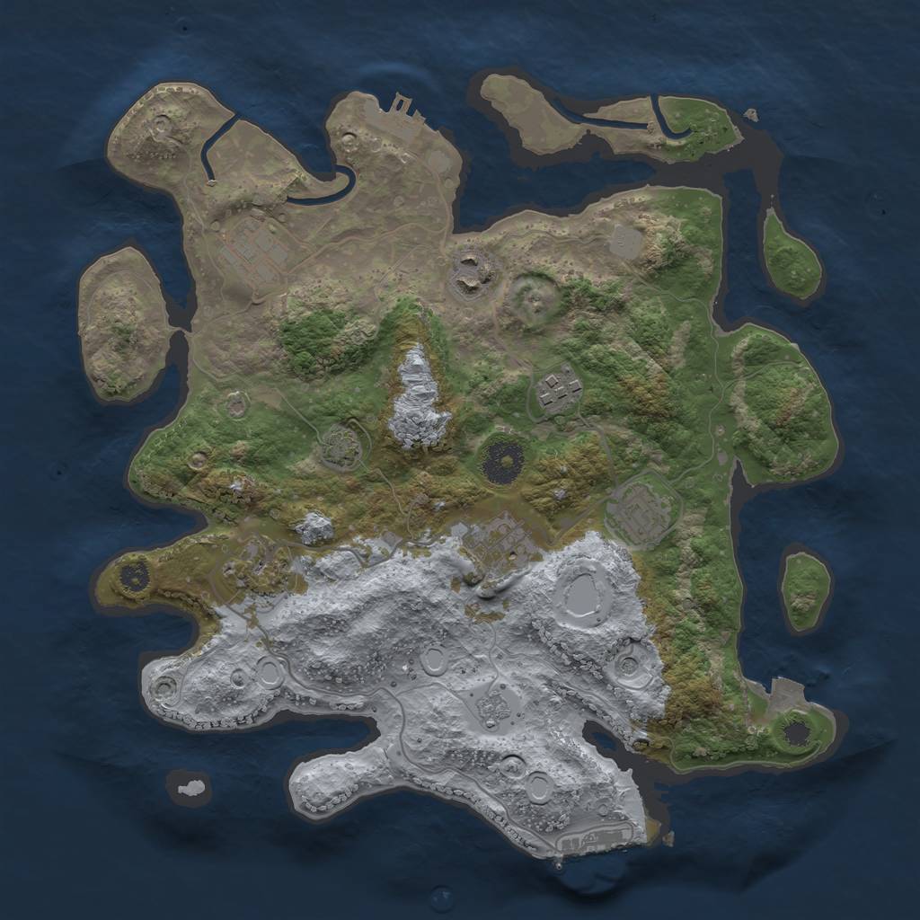 Rust Map: Procedural Map, Size: 3250, Seed: 63578, 14 Monuments