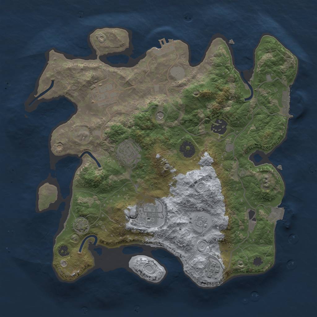 Rust Map: Procedural Map, Size: 3000, Seed: 1176234933, 13 Monuments